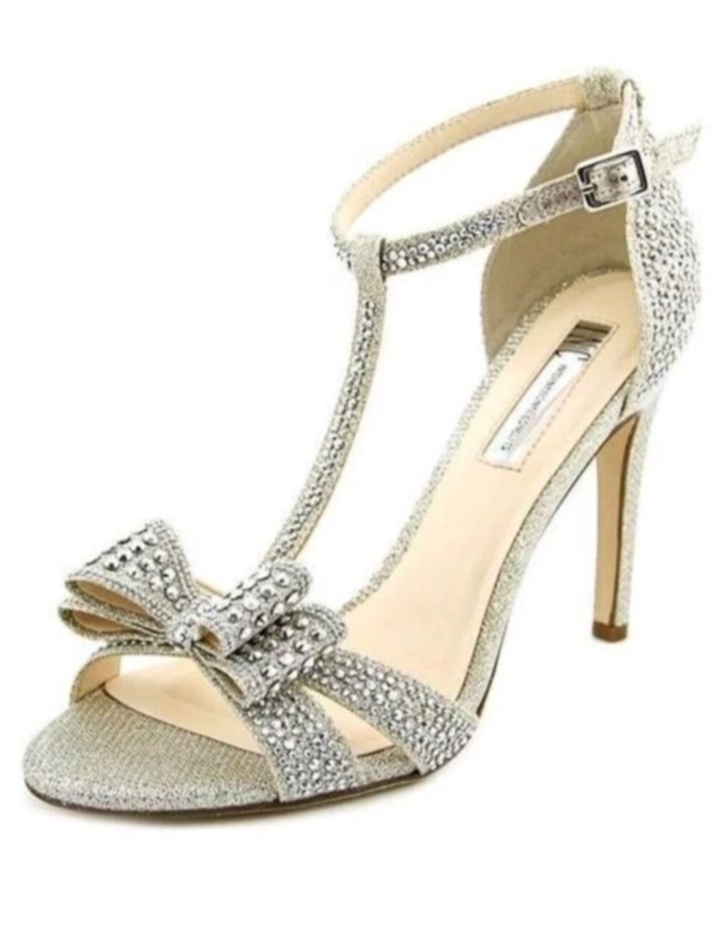 INC INTERNATIONAL CONCEPTS Reesie Silver Rhinestone Bow Evening Sandals, 9.5 - Picture 2 of 5